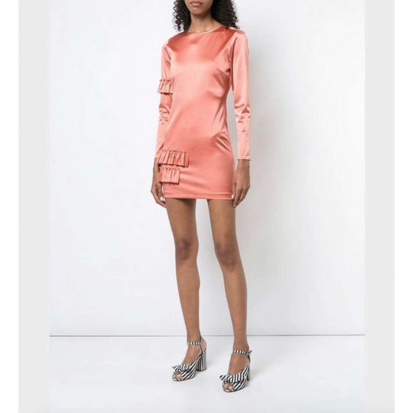 peach silk dress